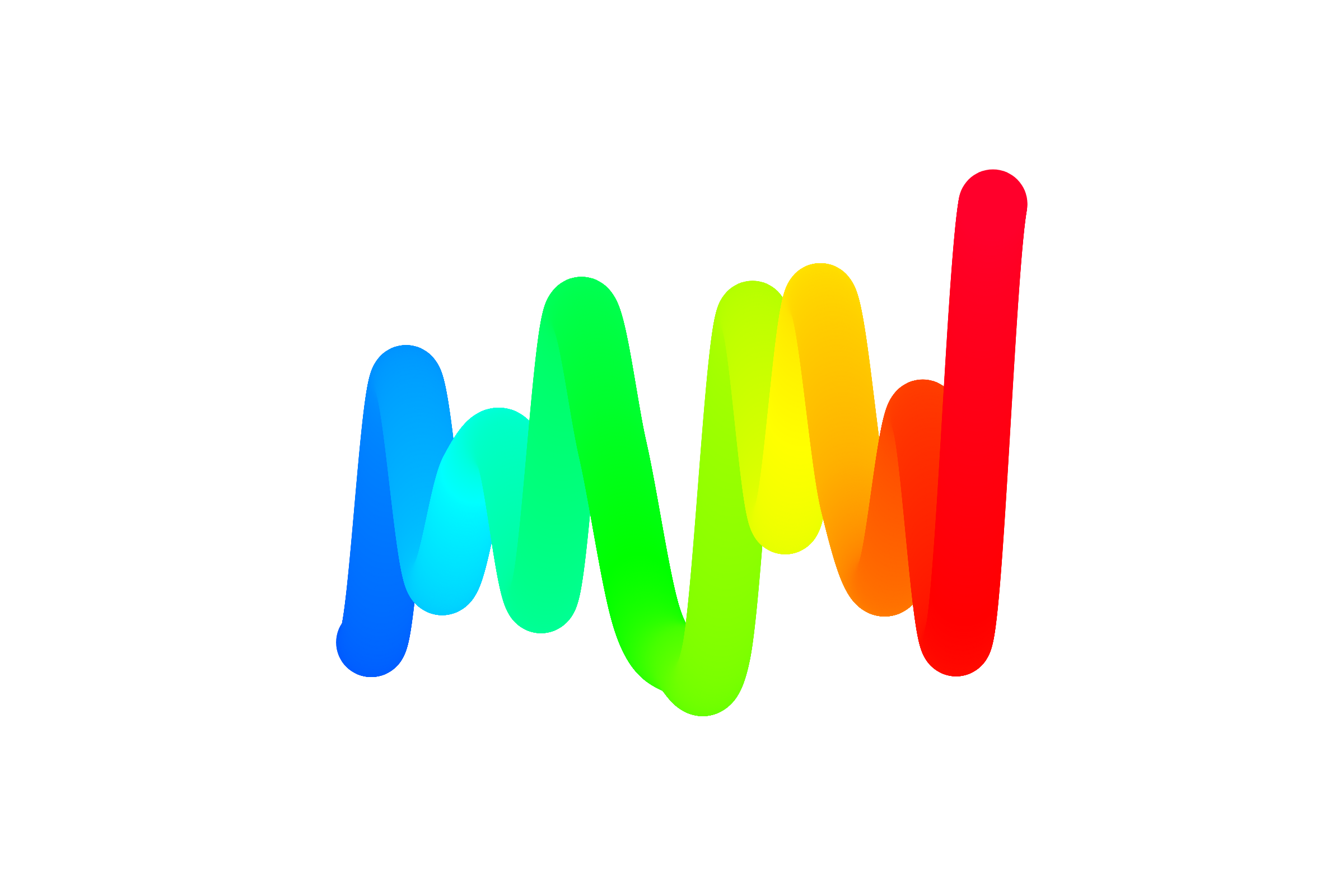 Chromie Squiggle #3650, the work SquiggleDAO gave ICA Miami: a rainbow line from blue to red on white
